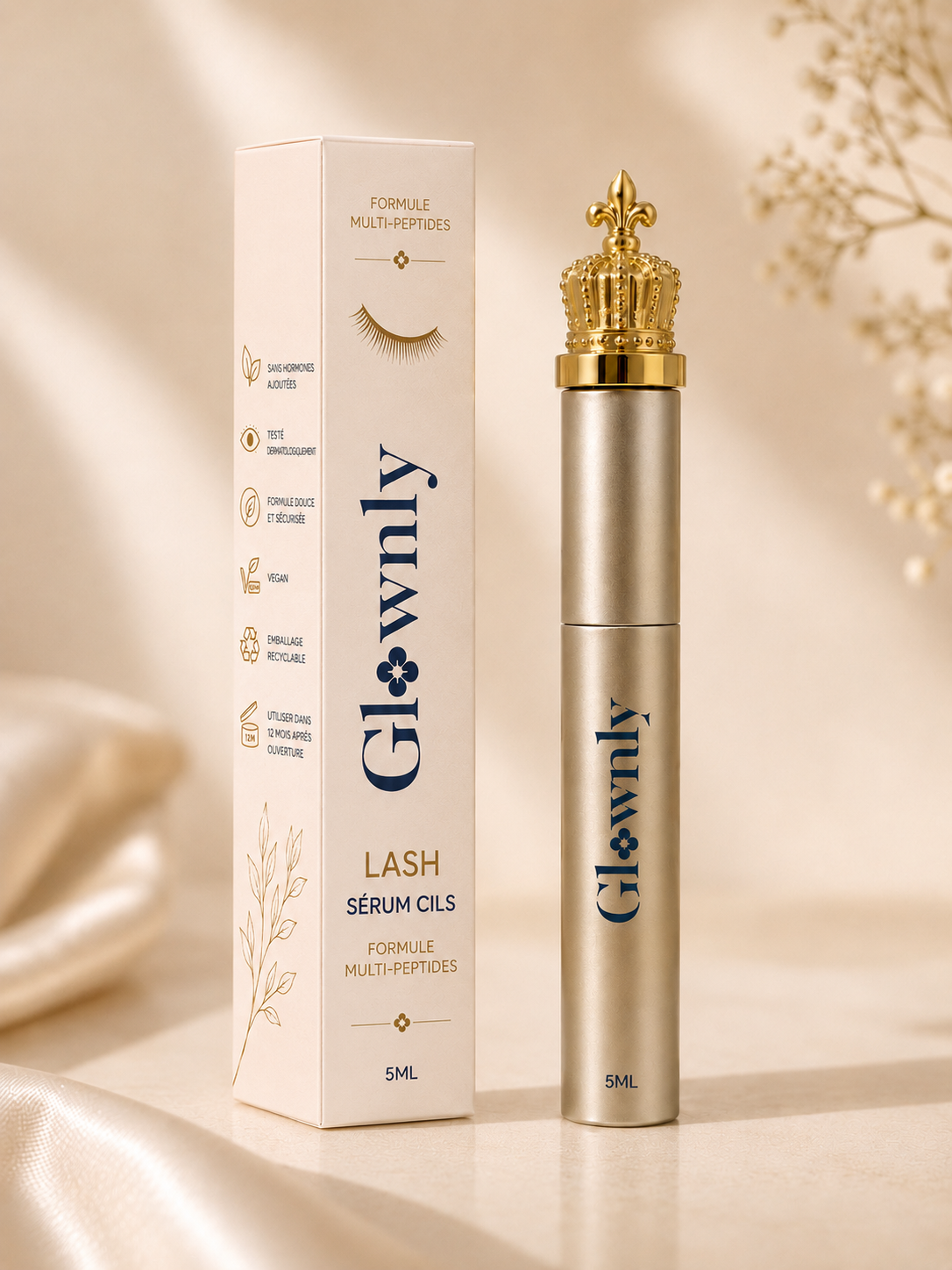 Sérum cils GLOWNLY aux peptides, sans hormone