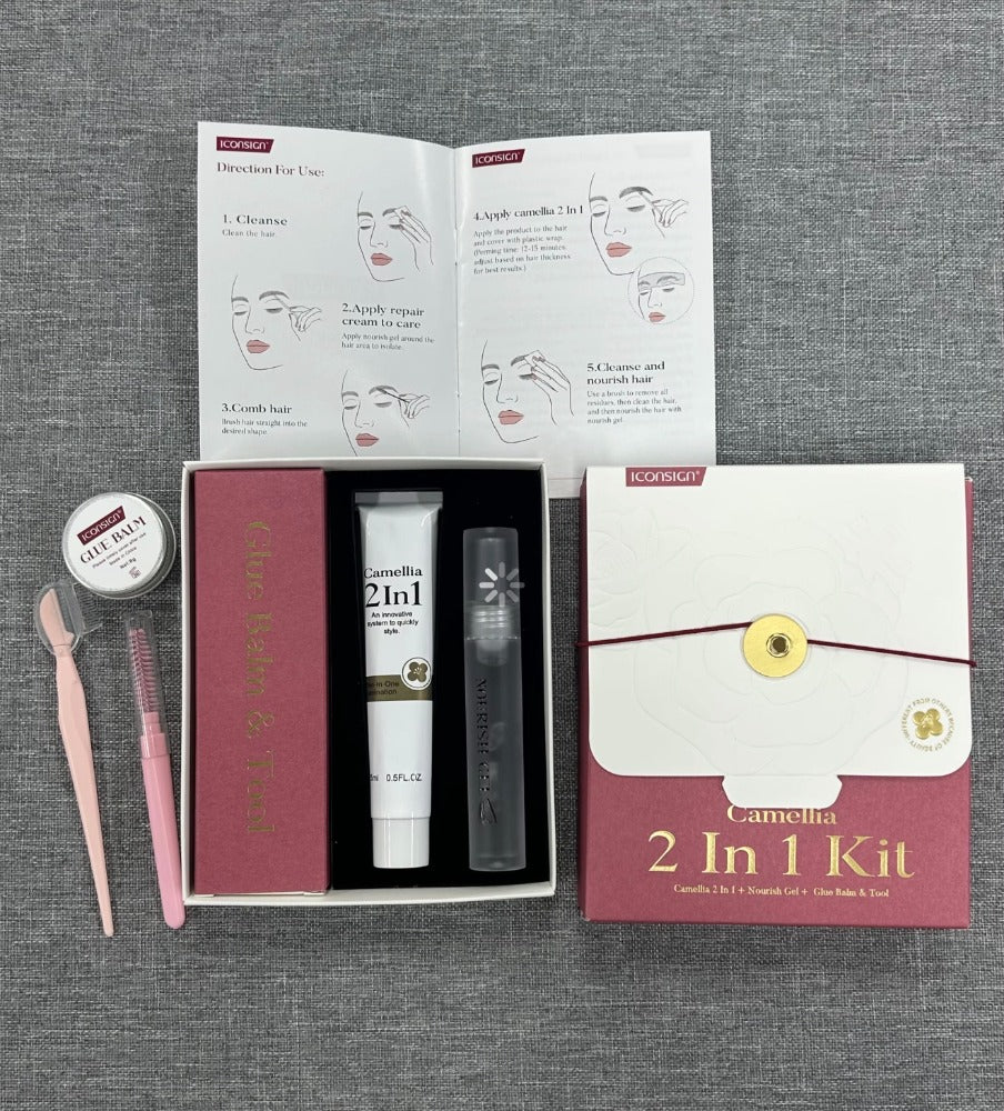 Camellia 2 in 1 Brow Lift Glownly - kit lift sourcils formule douce