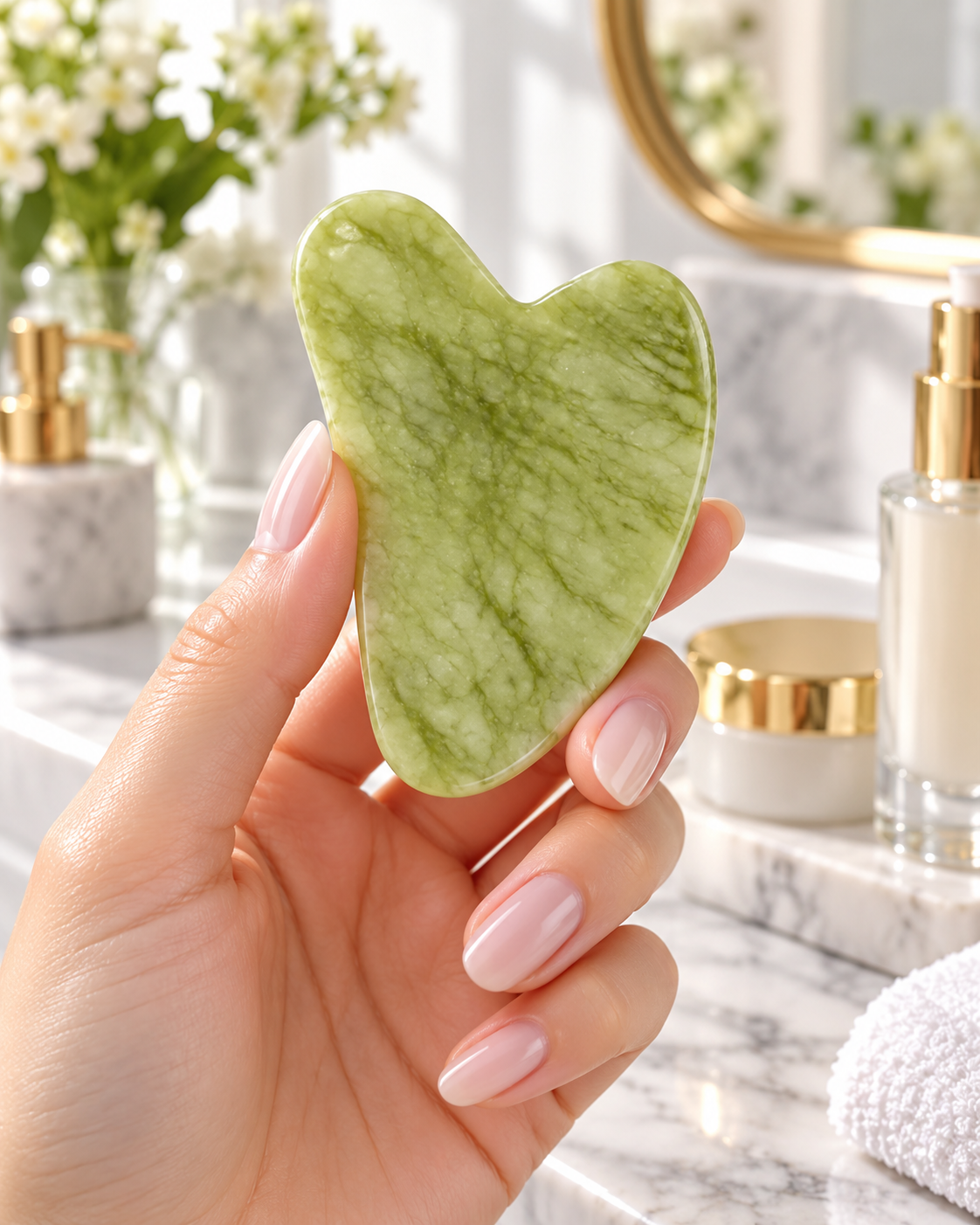 Pierre de Gua Sha Jade 100% — Rituel Sculptant Visage